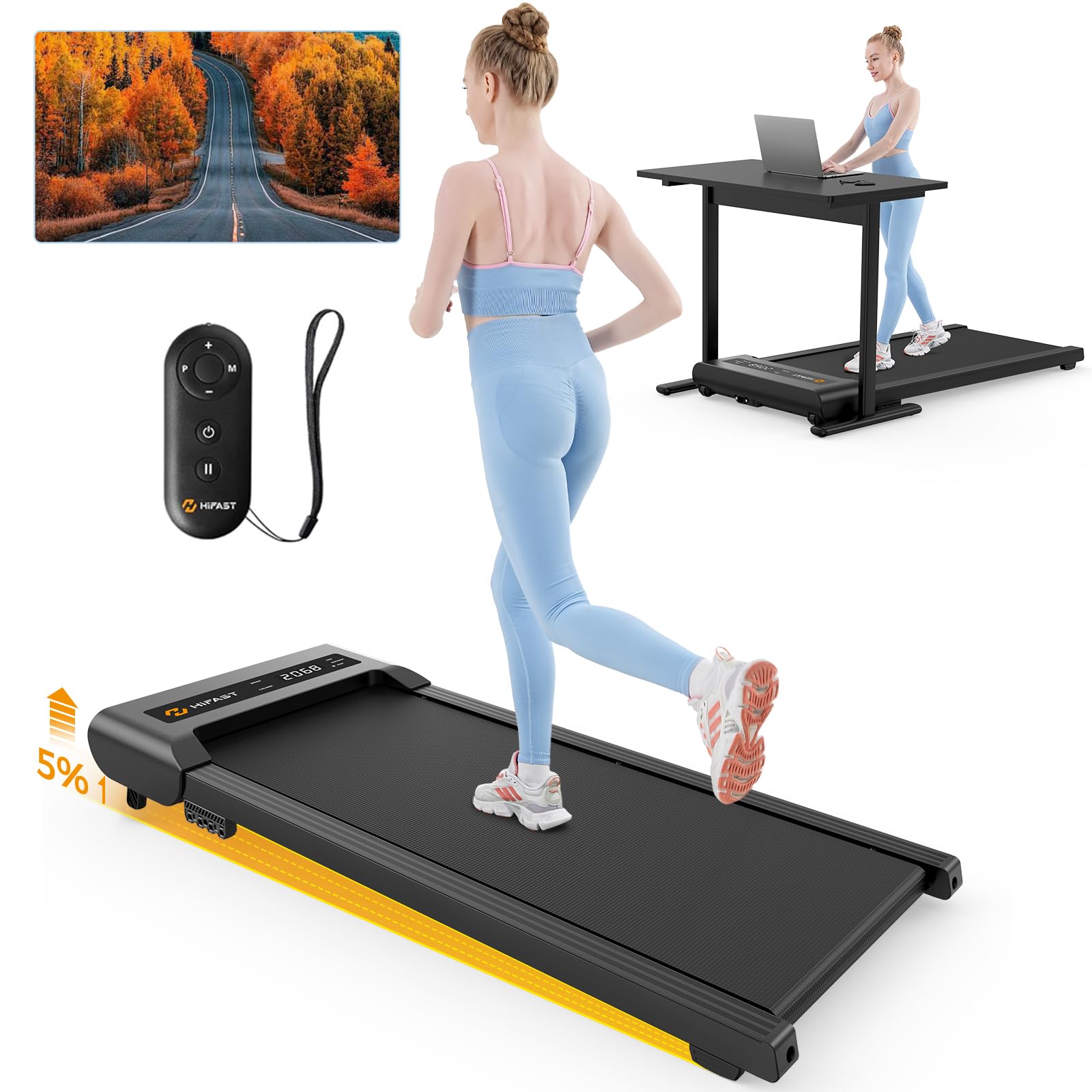 Photo 1 of ***READ CLERK NOTES*** HiFast Walking Pad with Incline, Under Desk Treadmill for Home, 2.5 HP Portable Treadmills with Incline, Compact Treadmill Small Running Pad with LED Display, Remote Control