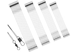 KINBOM 40pcs Fishing Leaders, Anti-bite Wire Leaders Stainless Steel Fishing Leaders Line with Swivels for Saltwater and Freshwater (15cm, 20 cm, 25cm, 30cm)