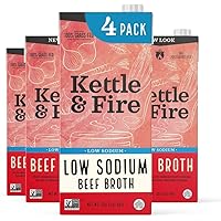 Low Sodium Beef Broth - Pack of 4 - Organic Cooking Stock, Real Bones Not Powder,Grass Fed, Protein, Keto, Paleo, GF, Whole 3