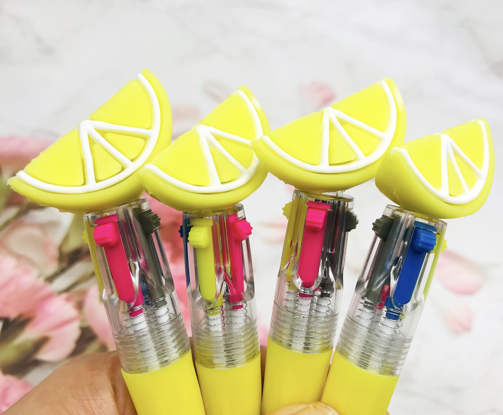 Photo 1 of 12Pcs Lemon Multicolor Pen in One 4-in-1 - Cute Mini Fruit Pens for Kids - Bulk Fun Assorted Ink Kawaii Ballpoint Pens for Kids Birthday Gift Student Present School Supplies Party favors