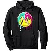 Softball and Girls Softball Stuff Softball Drip Girls Pullover Hoodie