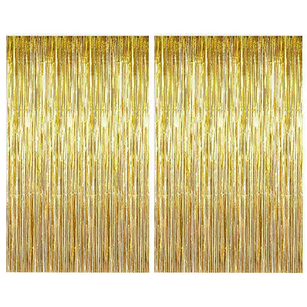 Topkey 2 Pack Foil Curtains Tinsel Metallic Fringe Streamers Curtain