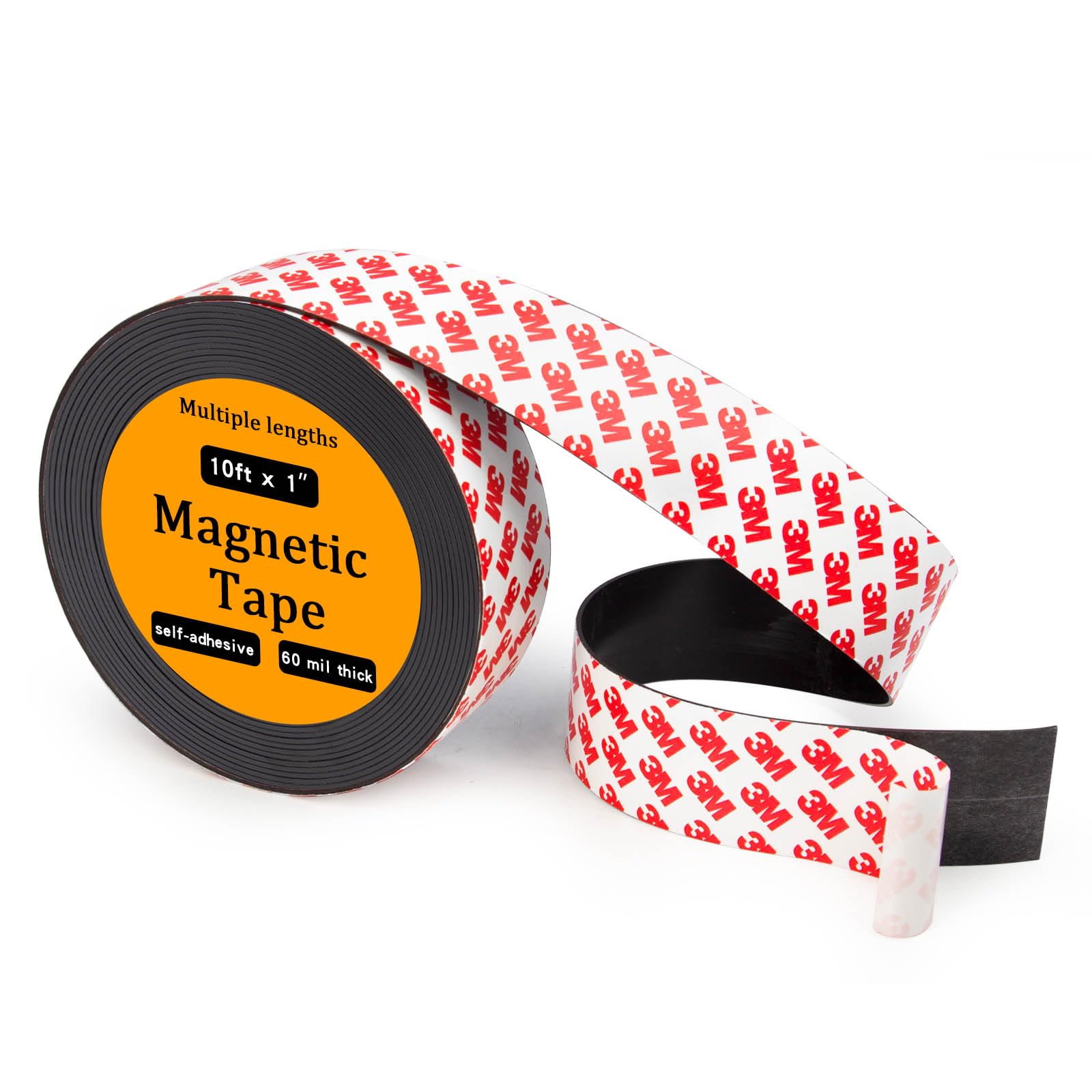 Photo 1 of Towjug Magnetic Tape Strip Roll with 3M Adhesive Backing,(1in Wide x10ft Long) Flexible Sticky Magnet Tape Strips for Kitchen, Garage Whiteboards Fridge DIY Organization