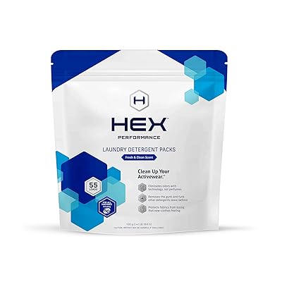 HEX Performance Laundry Packs, Fresh &amp; Clean, 55ct - Designed for Activewear, Eco-Friendly