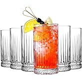 binsakao Highball Glasses Set of 6-15 oz Tall Glasses Drinking Set - Elegant Glassware Drinking Glasses for Water, Ice Coffee, Cocktail, Cold Beverage