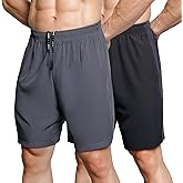 Gaglg Men's 7" Athletic Shorts 2 Pack Quick Dry Workout Running Shorts with Zipper Pockets