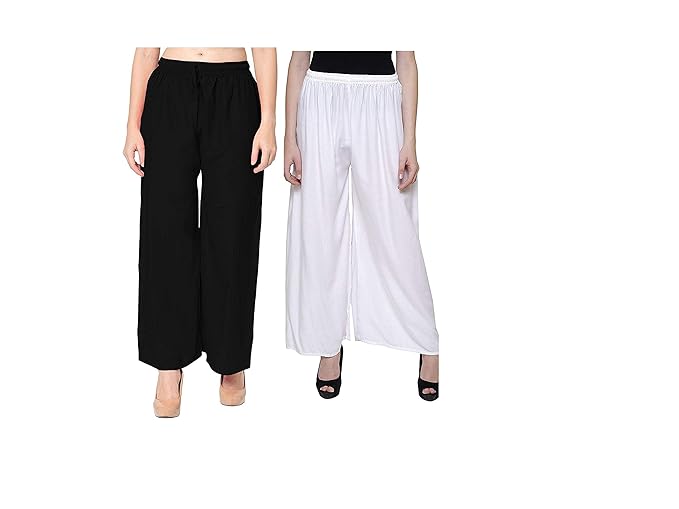 Women's Regular Fit Solid Plain Palazzo Trouser Pack Of 2 Set Bottom Wear