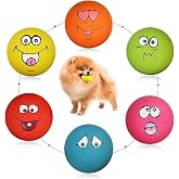 HDSX Smile Face Dog Squeaky Toys Soft Latex Squeak Balls for Puppy Small Pet Dogs 6 Pcs/Set