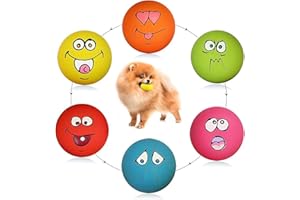 HDSX Smile Face Dog Squeaky Toys Soft Latex Squeak Balls for Puppy Small Pet Dogs 6 Pcs/Set