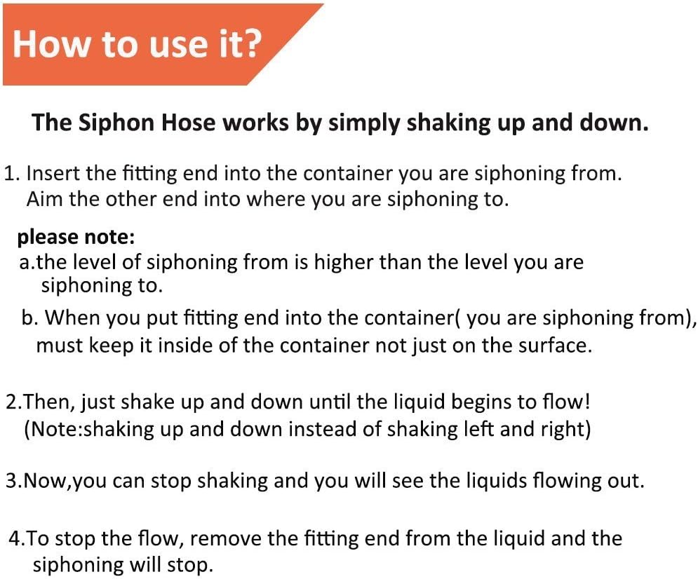 Wadoy Jiggle Syphon Self Priming Gas Siphon Pump Gasoline/Fuel/Water Shaker Siphon Safety Self Priming Hose 6ft -1/2" Valve - Image 4