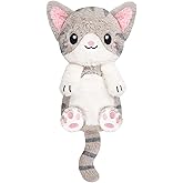 Happy Fuel Grey Cat Microwavable 1.5 lbs Unscented Heating Pad for Women & Kids- Cute Soft Cozy Pillow Plush Heatable Warm Stuffed Animals- Kawaii Hot & Cold Plushie - Gray Cat Gifts for Girls & Women