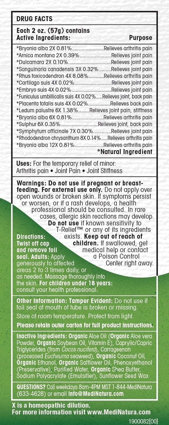 MediNatura T-Relief Arthritis Pain Relief with Arnica + 12 Active Pain Relievers- 100 Tablets: Health & Personal Care