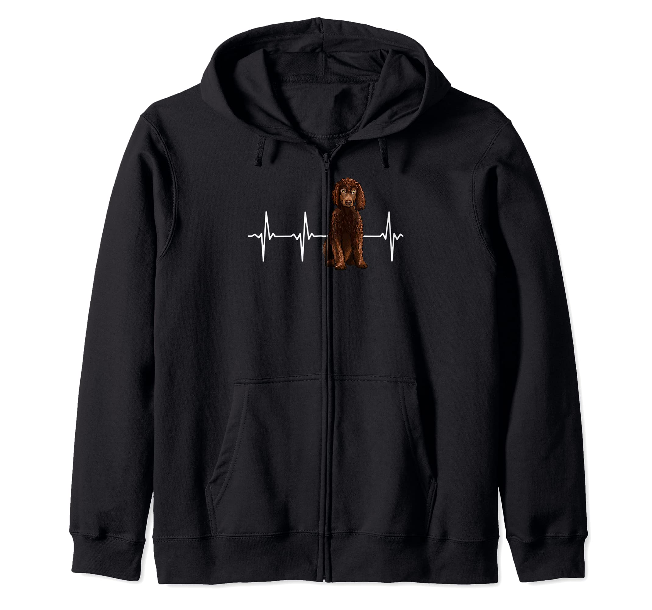 Irish Water Spaniel Heartbeat Dog Lover Zip Hoodie