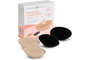 Kindred Bravely Fearless Reusable Nursing Breast Pads, Ultra Absorbent, Leakproof, Washable (4 Pack, Beige/Black)