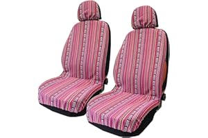 TAGMORE Pink Car Seat Cover Hippie Boho 4PCS Cute Western Accesories for Women Girls' GIF, Automotive Interior Covers Stripe Multi-Color Breathable, Universal fit for Sedan, Vans, Trucks, SUV