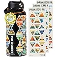 Wondery National Parks Water Bottle With 63 Waterproof Stickers of Parks (USA), 32 oz Stainless Steel Insulated & Vacuum Sealed Water Bottle for Traveling, Hiking, Camping, National Park Gifts- BLACK