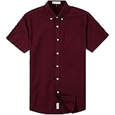 MUSE FATH Men's Casual Oxford Short Sleeve Regular Fit Chest Pocket Dress Shirt