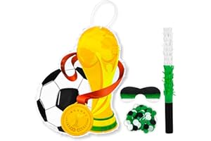 Soccer Ball Pinata, 4 Pcs Soccer Pinatas Bundle - 15.1'' Soccer Theme Piñata, Soccer Party Pinata Stick & Soccer Party Games 