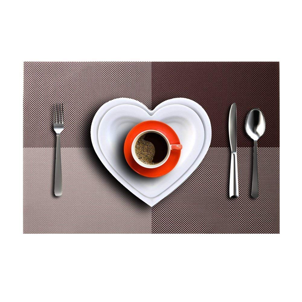 BeGrit Table Mats Set of 6 Plastic Placemats Heavy Vinyl Heat Resistant Square Non-slip Insulation Washable Table Mats 18\