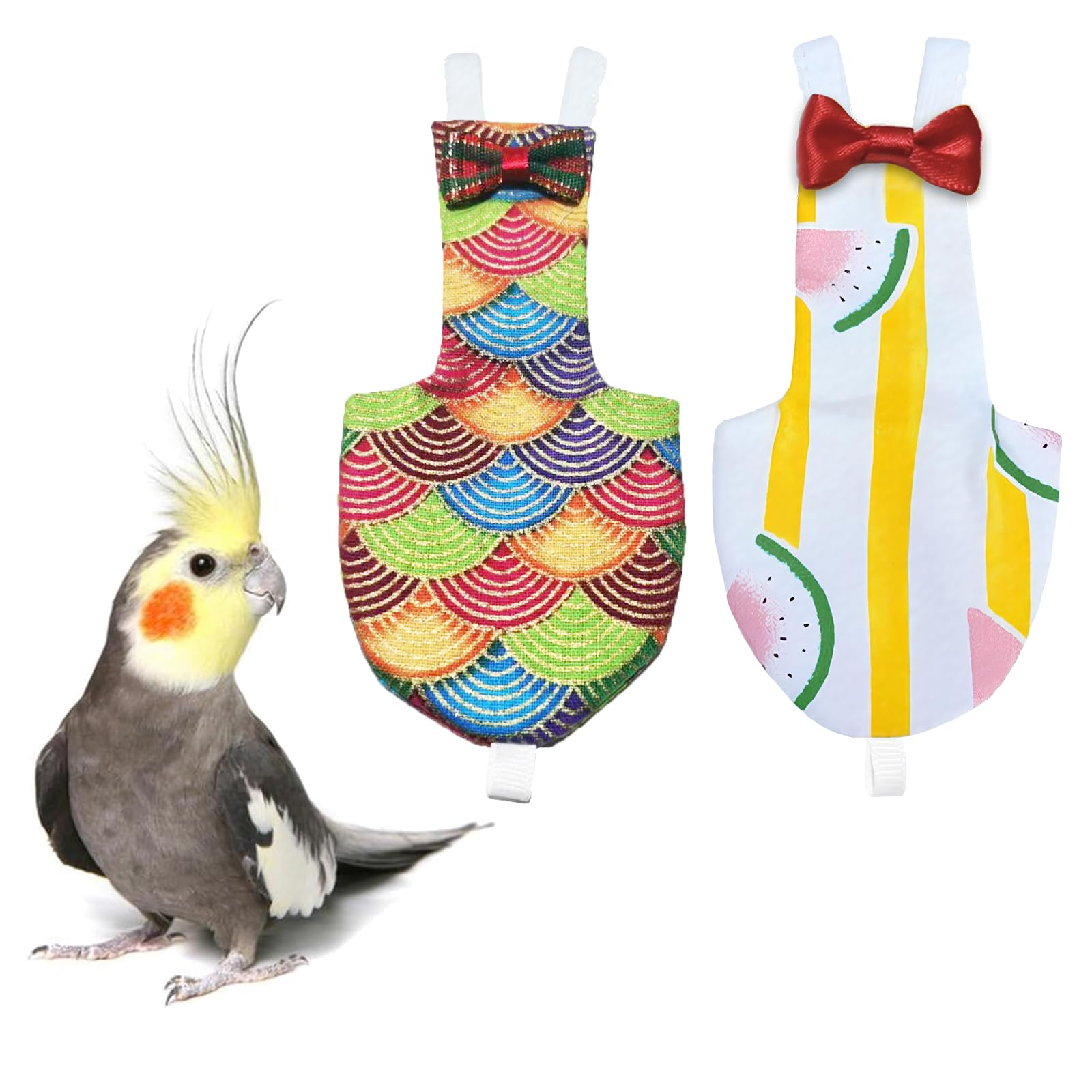 Photo 1 of UKJENT Bird Diaper Protective Parrot Nappy - 2 Pack, Reusable Flight Suit with Waterproof Inner Layer, Washable Cute Urine Wet Suit for Parakeet Cockatiel Mini Macaw Budgie Canary(M)