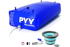 PYY Portable 264 Gallon/1000L Water Bladder - Truck Bed,Carrier Cart, Large Water Bob Bathtub Emergency Water Bladders for Outdoor RV Car Camping,Water Bladder Tank with Spigot,Overflow Kit-Blue