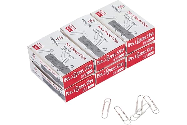 PAPERPAL Paperclips for Office School & Personal Use, #1 Nonskid Paper Clip (1-2/7"), 600 Medium Paper Clips (6 Boxes of 100 Each), Silver