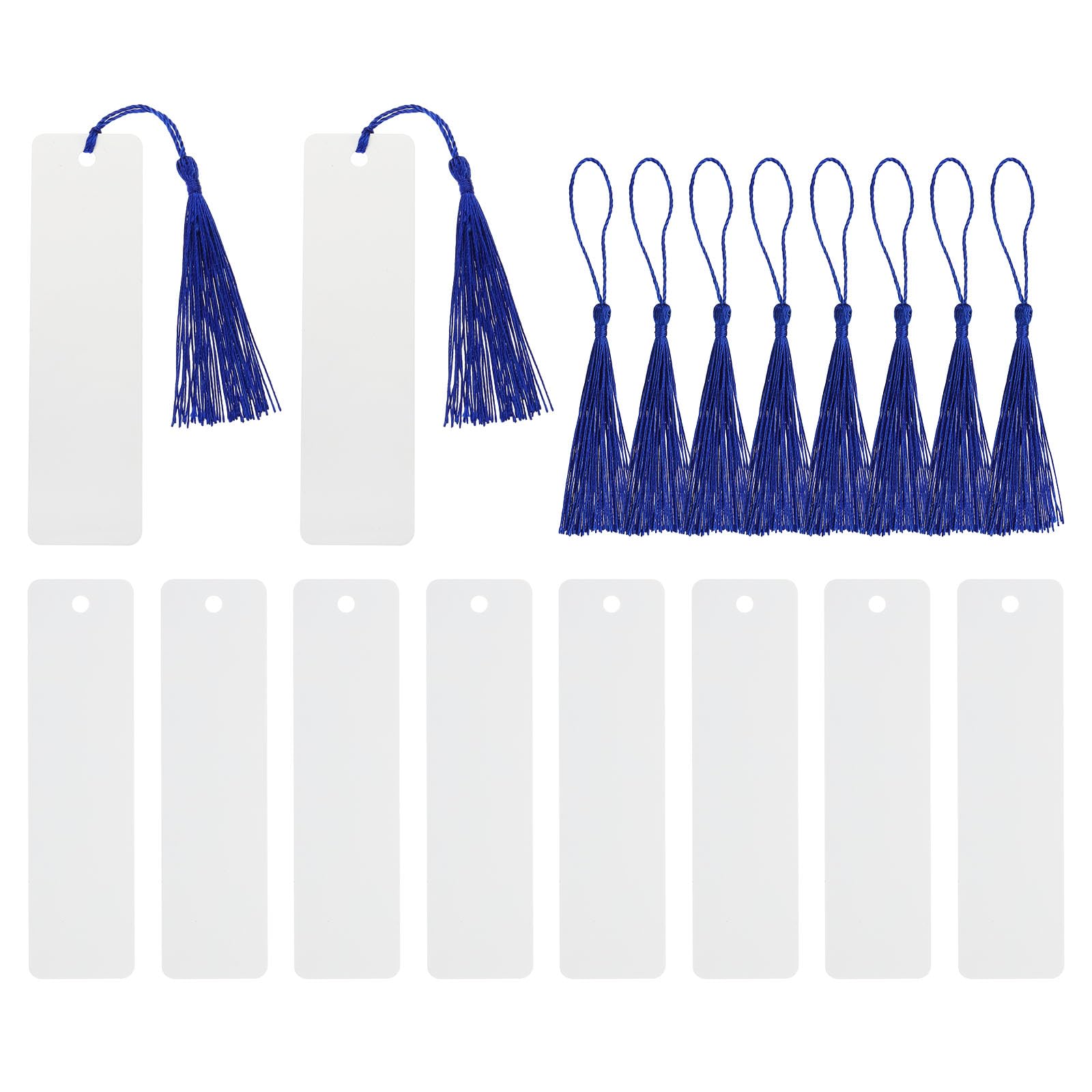 PATIKIL 4.72" x 1.3" Blank Metal Bookmark, 10 Pack Heat Transfer Rectangle Book Marks Page Markers Tassel for Women Book Lover DIY Project Gift, Dark Blue