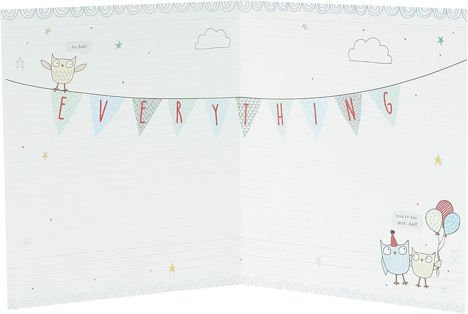 UK Greetings Dad Birthday Card - Birthday Card for Him - Sweet Birthday Card - Owl Birthday Card, White, 159 mm x 184 mm - Image 3