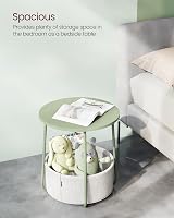 VASAGLE Round Side Table with Fabric Basket Laurel Green Cream LET223C69 view 4