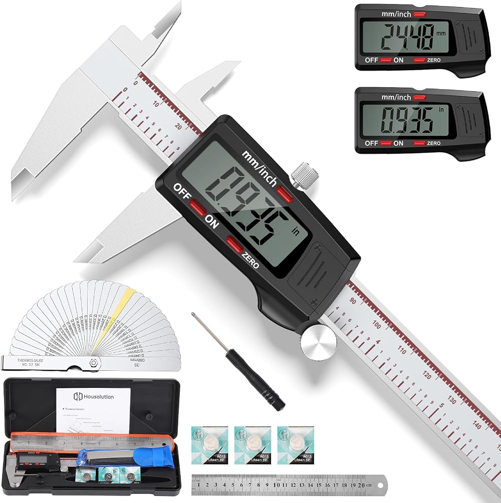 Housolution 6 Inch Digital Caliper Stainless Steel Inch/Metric 4 Measuring Ways