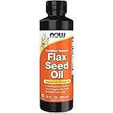 NOW Foods Supplements, Certified Organic Flax Seed Oil Liquid, Cold-Pressed and Unrefined, 12-Ounce