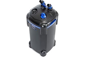 AMOSIJOY 265GPH Ultra-Quiet Canister Filter, 3-Stage External Aquarium Filter with Free Media for Large Fish Tanks and Aquariums