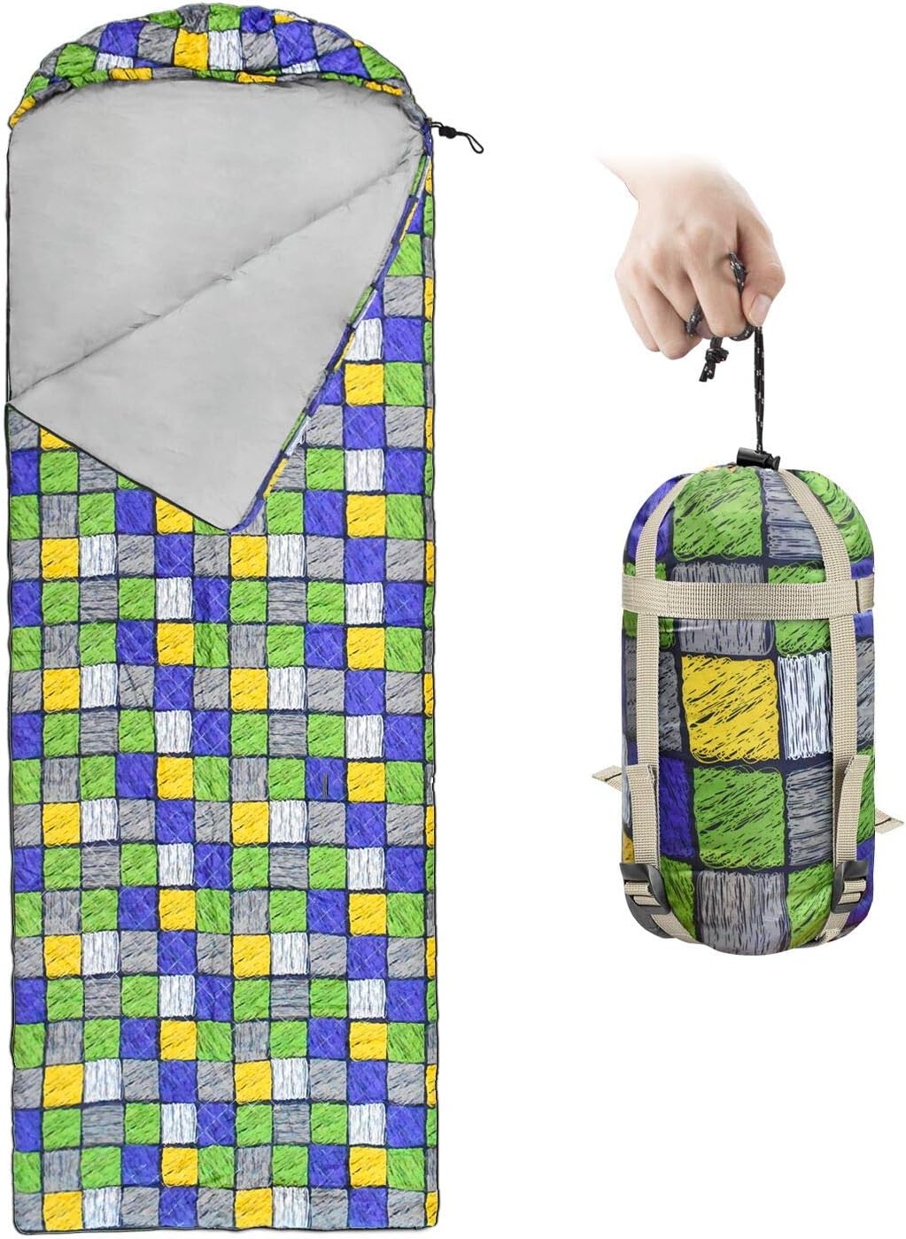ECOOPRO Warm Weather Sleeping Bag - Portable, Waterproof, Compact Lightweight, Comfort with Compression Sack - Great for Outdoor Camping, Backpacking & Hiking-83 L x 30" W Fits Adults