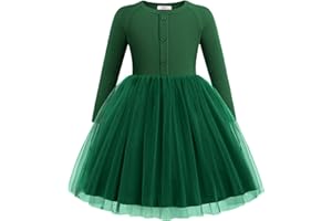 Arshiner Toddler Girls Tutu Dress Long Sleeve Fall Winter Button Front Party Tulle Dresses 2-8Y