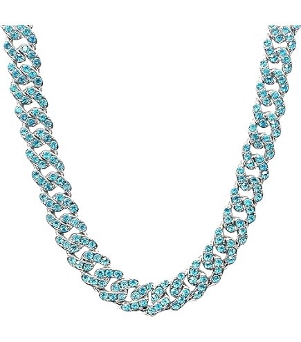 Apzzic 11mm Iced Out CZ Cuban Link Chain Diamond Curb Choker