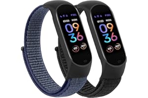 WANME Nylon Bands for Amazfit Band 5 Replacement Strap Women Men, 2 Pack Soft Nylon Sport Strap Compatible with Amazfit Band 5 Wristband Watchband Accessories