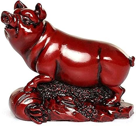 Amazon Wqqddp Statue 禅の装飾品コレクティブル置物中国の黄道帯の赤い樹脂動物の装飾新年のギフト車の庭の風水の装飾黄金の置物ホームグッズの富はラッキーデスクトップマスコット 羊 Size Pig 置物 オブジェ オンライン通販