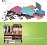 Lesfit Wooden Desk Tidy Organiser Office Stationery Storage 34x28x25 cm view 5