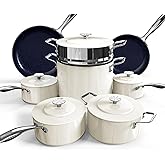 Nuwave Lux 13pc Forged Lightweight Cookware Set PFAS Free, Healthy G10 Duralon Ceramic Coating, Ultra Non-Stick, Stay-Cool Handles, Works on All Cooktops & Induction Ready