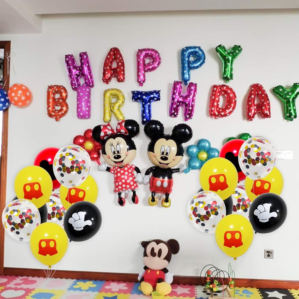 Mouse Decoration, Mouse Party Balloons 40 pack, 12 Inch Latex Balloons Confetti Balloons Color Red Black Yellow Balloons Suit for Birthday Baby Shower Theme Party Supplies