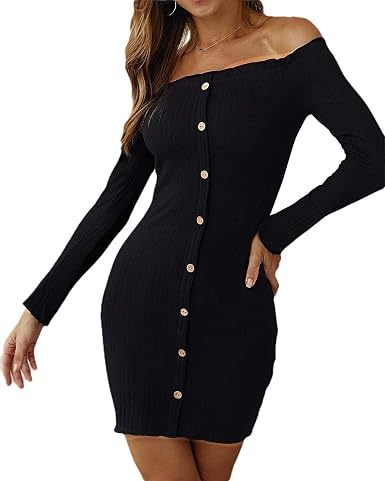 off the shoulder button up dress