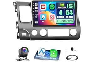 Realdio 4+64GB Android 15 for Honda Civic 2006-2011 Car Radio Wireless Carplay Android Auto, 10.1" 1280 * 720P IPS Touch Scre