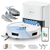 Redroad Robot Vacuum 20,000Pa Robot Vacuum Mop,120Day Self Emptying Vacuum Robot,Lidar Navigation,2.4G 5G WiFi APP Aspirateur Robot,Self-Charging Robot Vacuums for Floor,Pet,Carpet WhiteR11