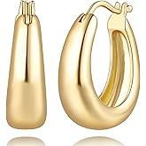 ESSIE ODILA 14K Gold Hoop Earrings for Women 14K Gold Earrings for Women Gold Hoops Earring for Womens Hoop Graceful U-Shaped Design Hoops Earring for Womens 23mm