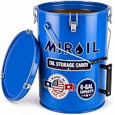 MirOil 6 Gallon Blue Oil Grease Bucket &amp; Filter Pot | Steel Fryer Container with Lid Lock, Food Grade Interior Coating, Hot Grease Collection Pot for Fry Oil Disposal-Model #30L