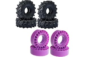 DJCRAWLER 74 * 27mm Super Soft Mud Tires and Purple Silicone Rubber Inserts Set for TRX4M F-150 1/18 1/24 Axial SCX24 AX24 FMS FCX24 Ultimate 4x4 4WS Mini RC Crawler XC-1 RTR, Comes with Purple Silicone Insert