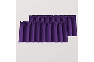 Mrs.Naturall Royal Purple Valance Curtains for Windows 36x16 Inch Length