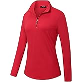 Vidusou Womens Golf Shirts Long Sleeve Workout Tops Zip Up Tennis Polo Shirts