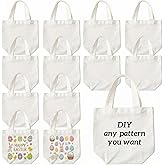 Amylove 12 Pcs Mini Tote Bag Sublimation Blank Canvas Tote Bags Reusable Grocery Luggage DIY Sack Goody for Party Even (9 x 8 Inch,Natural Color)