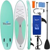 SereneLife Inflatable Stand Up Paddle Board - Wide Stable Design, Non-Slip Deck for Adults &amp; Youth with Premium Paddle Board Accessories: Carry Bag, Dual Action Pump, Paddle, Ankle Leash - 10'